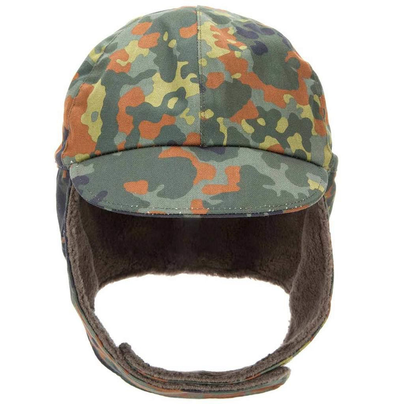 Genuine German Army Military Winter Pile Cap flecktarn hat warm cold weather