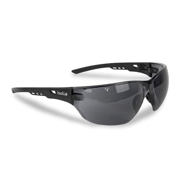 Bolle NESS Tactical Glasses Durable Black Frame Smoke Lens UV Protection