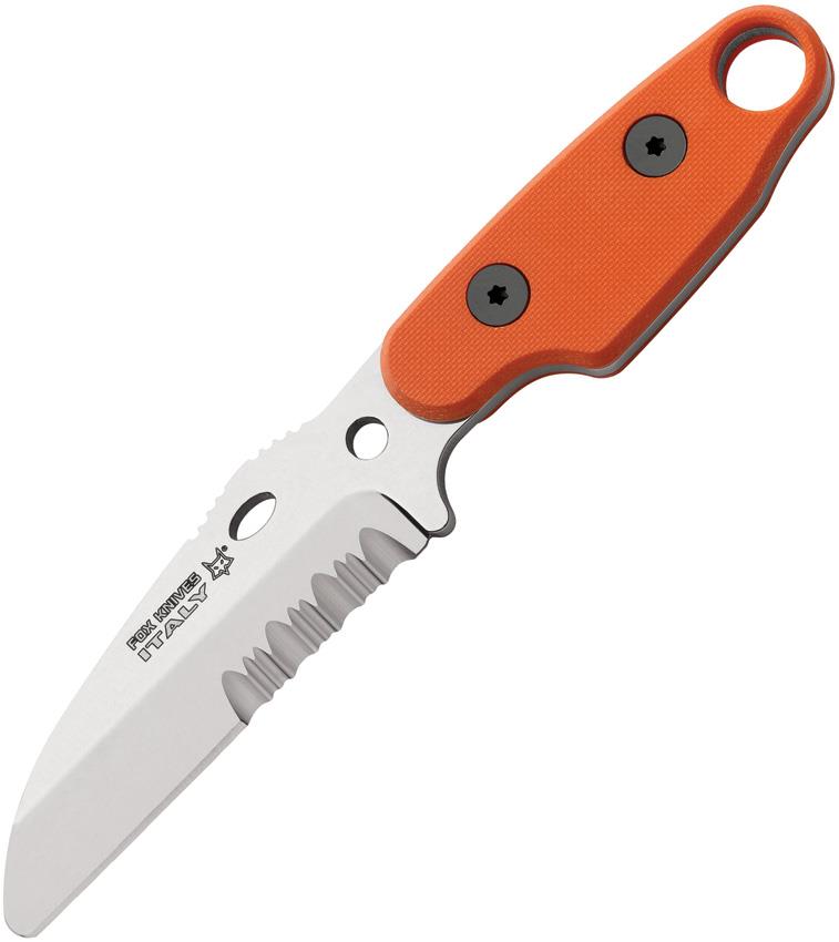 Fox Knives Compso neck backup fixed blade knife stainless steel Orange handle