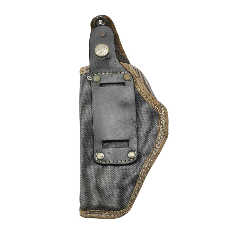 Original Italian Military Pistol Holster Leather Snap Button Closure Gray