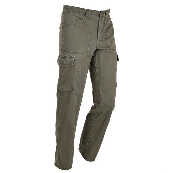 Original Austrian army cargo work pants olive field service classic trousers