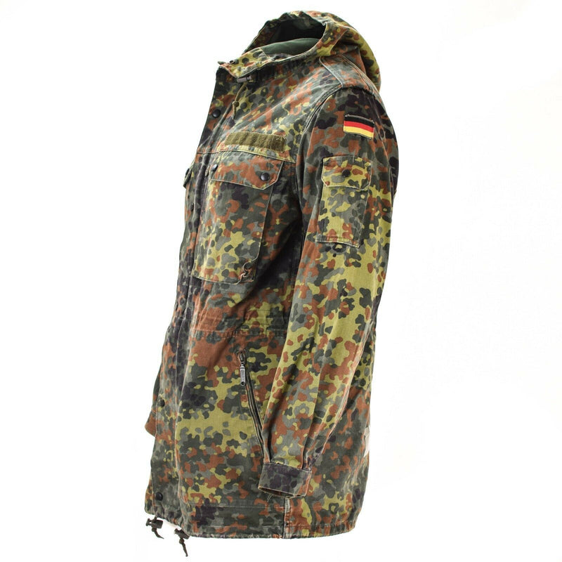 Original German army field jacket parka military issue hooded Flecktarn combat