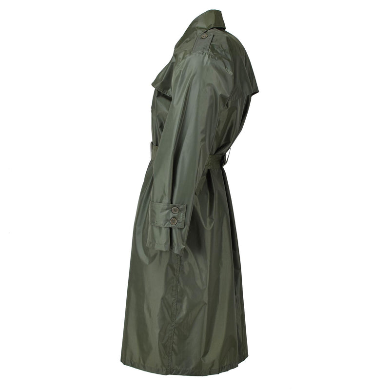 Original French military olive long rain coat all seasons waterproof belted NEW