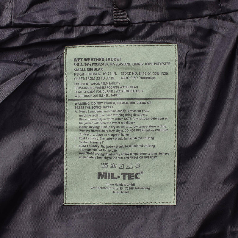 Mil-Tec brand Parka w winter liner warm Black jacket waterproof Men Rain Gear