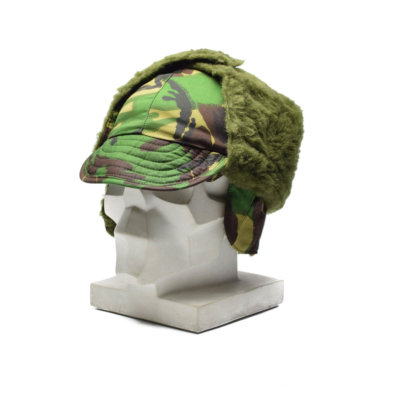 Original British army forces winter hat folding ears DPM woodland camouflage