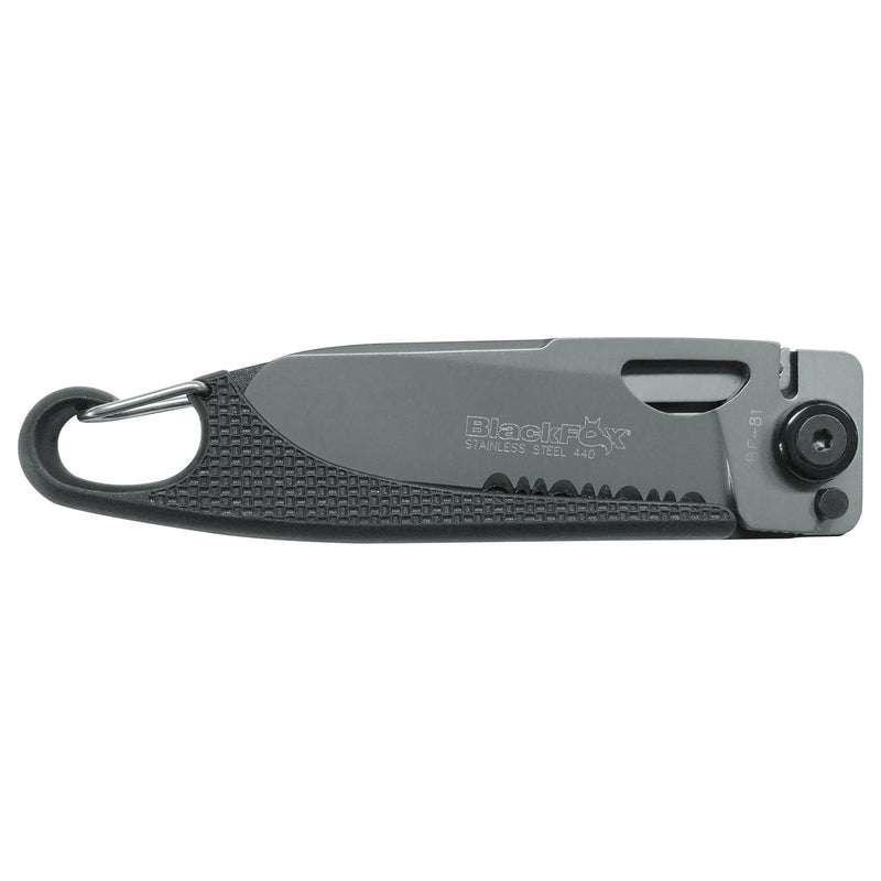 Fox Knives BF-81 Folding Knife Carabiner Partially Serrated AISI 440A Blade