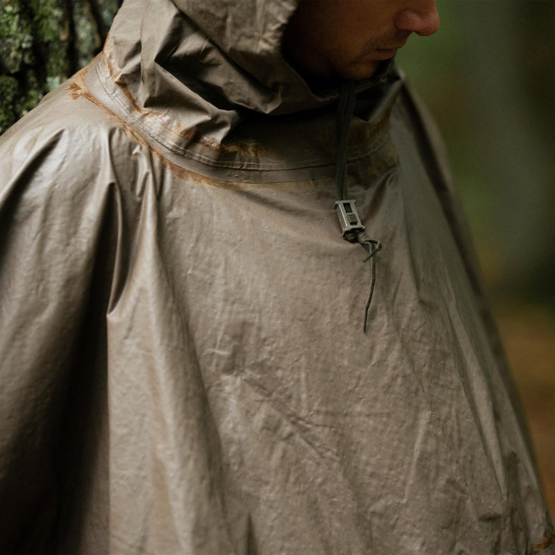 German army wet weather Rain poncho waterproof olive hooded  shelter cape