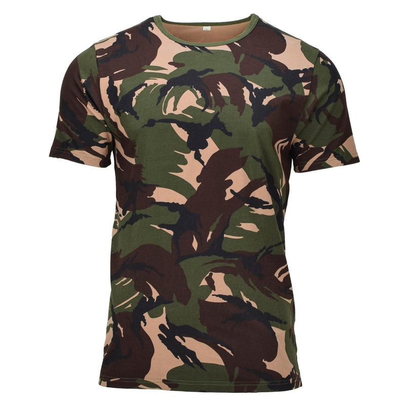 Original Dutch Military T Shirt Lightweight Short Sleeves Woodland Camouflage