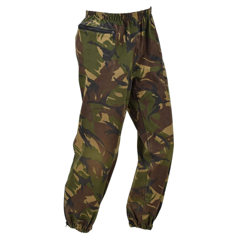 Original Dutch Military Waterproof Pants Elastic Waist DPM Woodland Camo