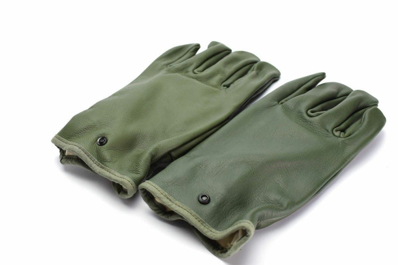 Original French Military Combat Leather Gloves Olive