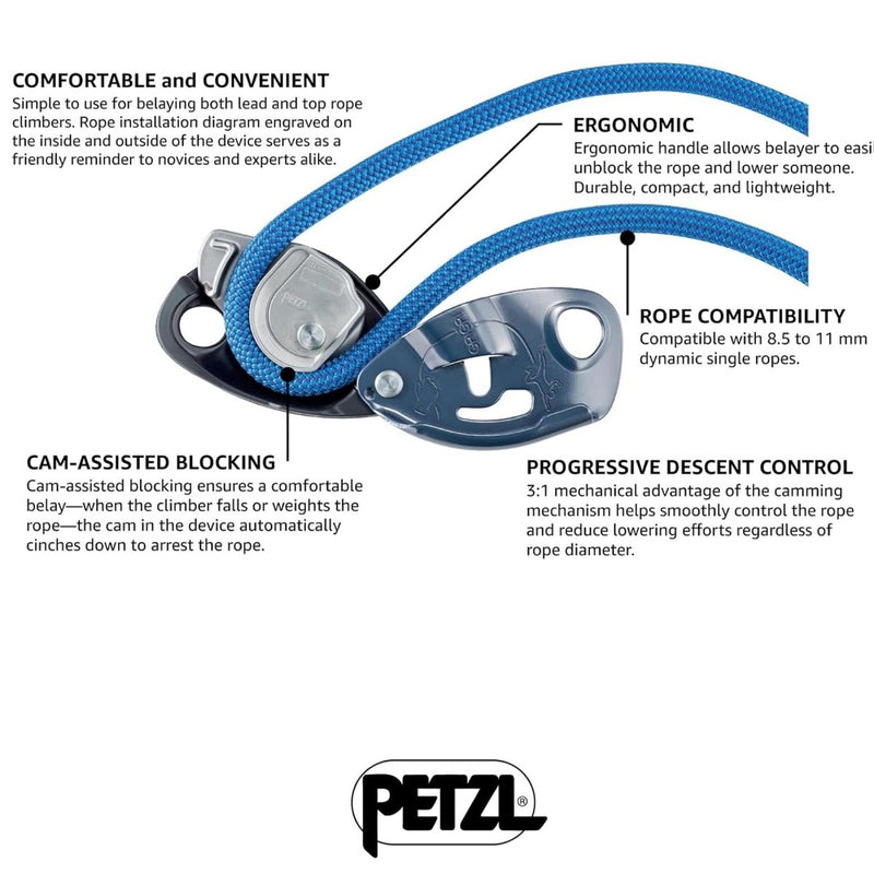 PETZL Grigri Assisted Braking Belay Device Climbing Equipment Aluminum Blue