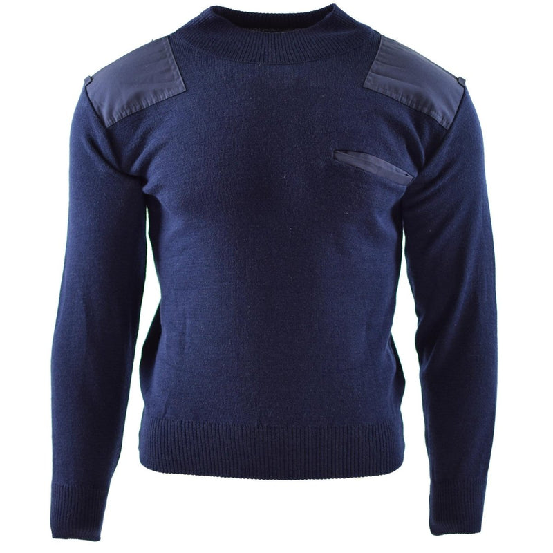 Original Dutch military wool pullover round neck jumper rib knit crew neck one long sleeve