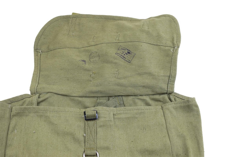 Romanian army bread bag military surplus Olive canvas haversack vintage look