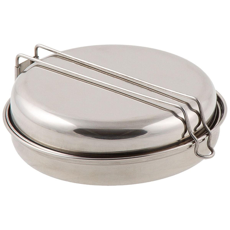 MFH Brand Mess Kit 5 pieces set stainless steel camping hiking trekking pot set lightweight folding handle