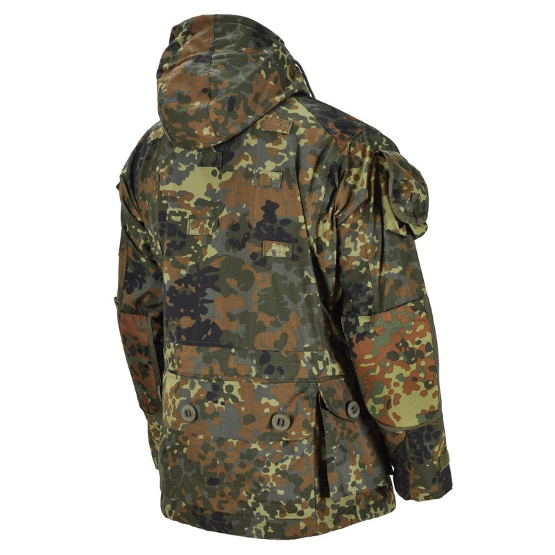 Mil-Tec Jacket Ripstop Smock German army Flecktarn Camo Parka Men's wear under arms ventilation loop on back and shoulder