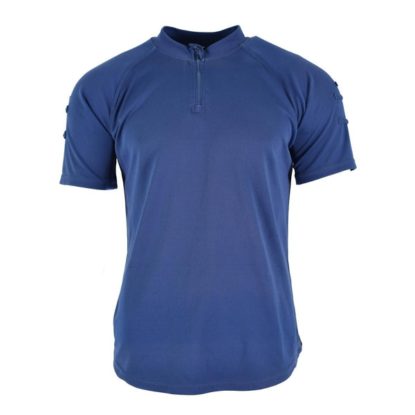 Original British police t-shirt blue breathable lightweight  material front zip guard shirt 1/4 zip closure