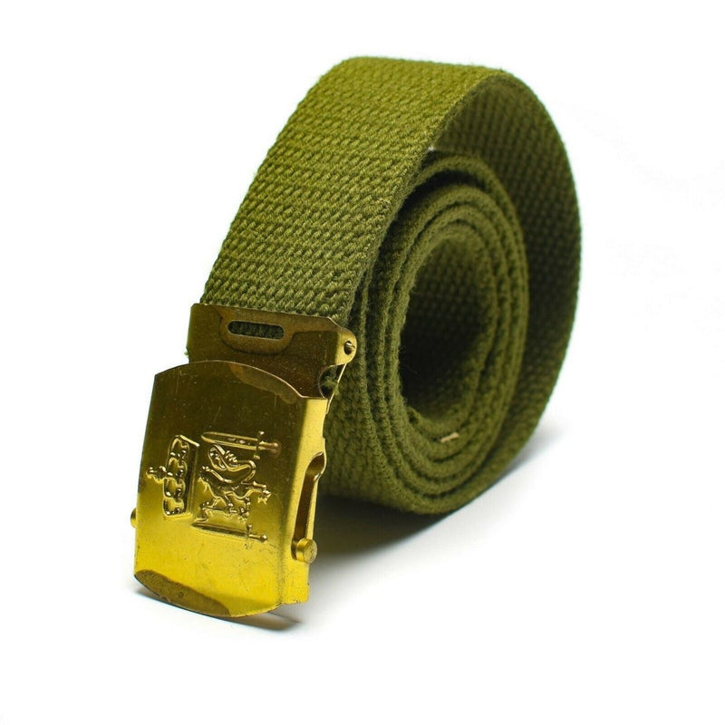 Original vintage Danish Army Olive green belt military canvas w buckle Royal Danish