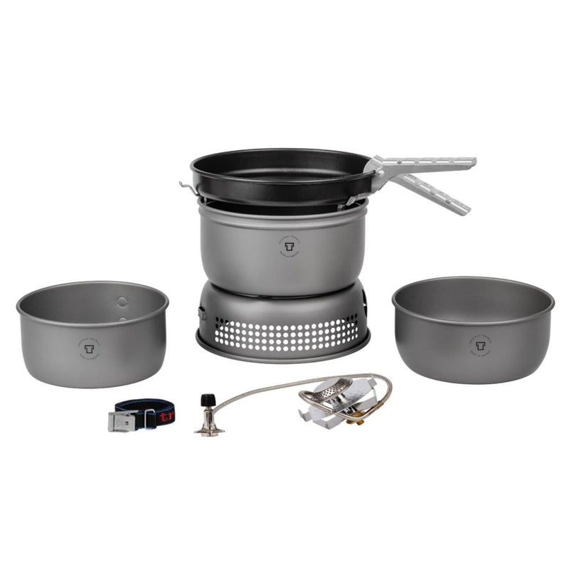 Trangia hard anodized lightweight aluminum stove set non-stick pan outdoor camp two sauce pans frying pan windshield handle